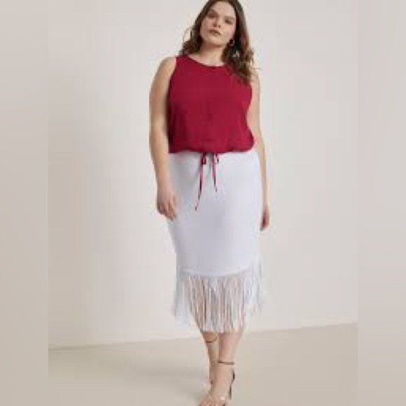 ELOQUII Fringe Skirt NWT Size 28 - Picture 12 of 12